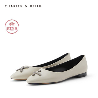 CHARLES&KEITH秋冬女鞋SL1-71720048女士低跟单鞋（35、粉白色Chalk）