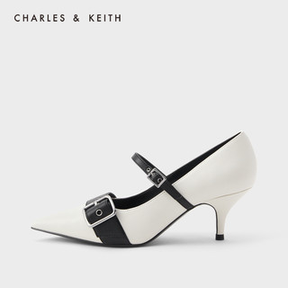 CHARLES&KEITH冬季新品CK1-60280271女士高跟单鞋（39、粉白色Chalk）