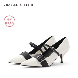 CHARLES&KEITH冬季新品CK1-60280271女士高跟单鞋（41、粉白色Chalk）