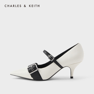 CHARLES&KEITH冬季新品CK1-60280271女士高跟单鞋（41、粉白色Chalk）