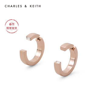 CHARLES&KEITH耳环耳饰CK5-42150002女士复古设计感气质耳环(Rose Gold玫瑰金色)