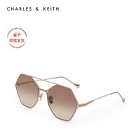 CHARLES&KEITH秋冬配饰CK3-81280424女士摩登多边形太阳眼镜（Black黑色）