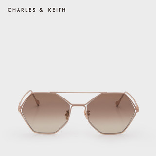 CHARLES&KEITH秋冬配饰CK3-81280424女士摩登多边形太阳眼镜（Black黑色）