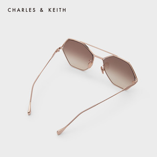 CHARLES&KEITH秋冬配饰CK3-81280424女士摩登多边形太阳眼镜（Black黑色）