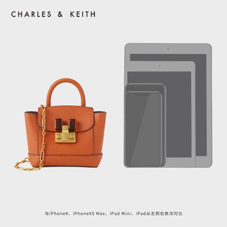 CHARLES&KEITH2020冬季新品CK6-30270573女士金属扣饰手提单肩包（Orange橙色）