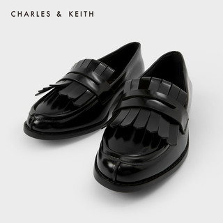CHARLES&KEITH2020冬季新品CK1-70380851女士流苏低跟乐福鞋（40、Chalk粉白色）