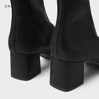 CHARLES&KEITH2020冬季新品CK1-91680120女士简约通勤中跟短靴（41、Brown棕色）