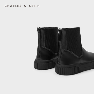CHARLES&KEITH2020冬季新品CK9-90900006花边装饰儿童休闲短靴（32、Black黑色）