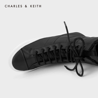 CHARLES&KEITH2020冬季新品CK1-70900254女士休闲系带运动高帮鞋（39、Black黑色）