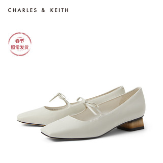 【新年礼物】CHARLES&KEITH2021早春新品CK1-60580199玛丽珍单鞋（34、粉白色Chalk）