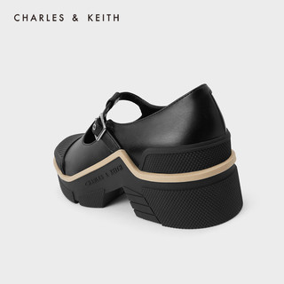 CHARLES&KEITH2020冬季新品CK1-70380828女士时尚厚底中跟单鞋（41、Black黑色）