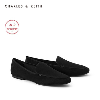 CHARLES＆KEITH2021春季新品CK1-70380832女士简约柔软平底乐福鞋（35、Black黑色）