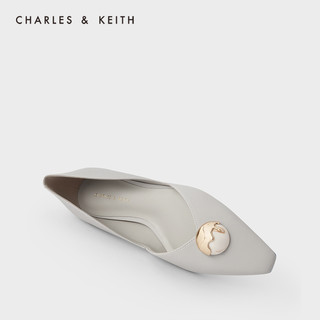 CHARLES＆KEITH2021春新品CK1-70900226女士几何装饰平底奥赛鞋（37、Black黑色）