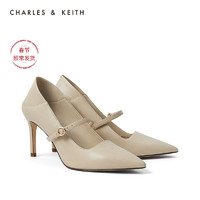 CHARLES&KEITH2021早春新品CK1-60280278女尖头可踩脚高跟单鞋（37、Beige米色）