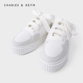 CHARLES＆KEITH2021春新品CK1-70900257女士休闲系带运动风穆勒鞋（35、White白色）