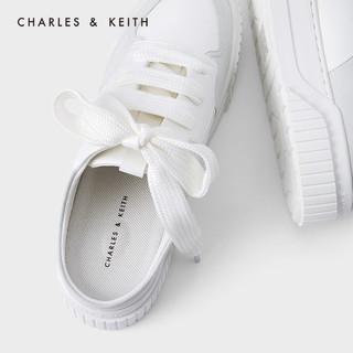 CHARLES＆KEITH2021春新品CK1-70900257女士休闲系带运动风穆勒鞋（39、White白色）