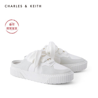 CHARLES＆KEITH2021春新品CK1-70900257女士休闲系带运动风穆勒鞋（38、Mint Green薄荷绿色）