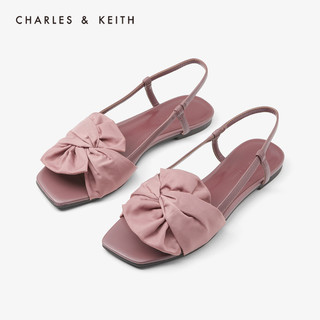 CHARLES&KEITH凉鞋CK1-70390264扭结装饰女士平底鞋凉鞋（39、Pink粉红色）