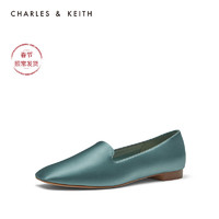 CHARLES&KEITH2020秋冬女鞋CK1-70580131方头乐福鞋单鞋（37、Green绿色）
