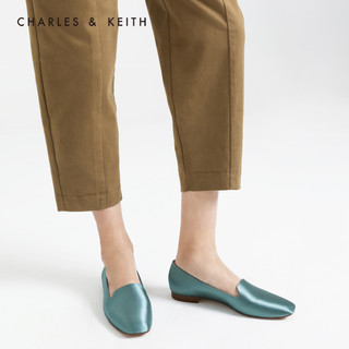 CHARLES&KEITH2020秋冬女鞋CK1-70580131方头乐福鞋单鞋（37、Black黑色）