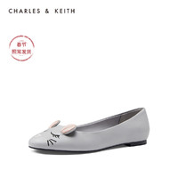 CHARLES&KEITH女鞋CK1-70900182鼠宝宝平底芭蕾舞鞋单鞋（39、Grey灰色）