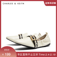 CHARLES&KEITH女鞋CK1-70380788条带乐福鞋单鞋（37、Chalk粉白色）