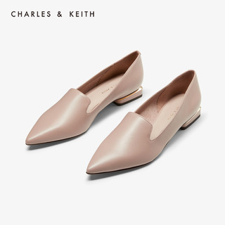 CHARLES&KEITH女鞋CK1-70900177尖头低跟单鞋女（35、Taupe灰褐色）