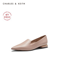 CHARLES&KEITH女鞋CK1-70900177尖头低跟单鞋女（41、粉白色Chalk）