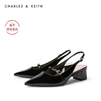 CHARLES&KEITH女鞋CK1-60361250一字带尖头中跟凉鞋（34、Mint Green薄荷绿色）