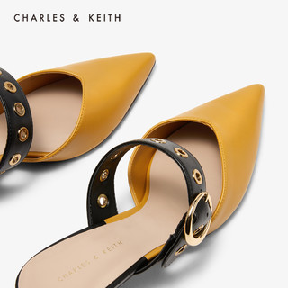CHARLES&KEITH女鞋CK1-61720043尖头高跟凉鞋穆勒鞋（37、Chalk粉白色）