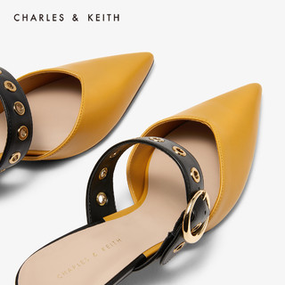 CHARLES & KEITH CHARLES&KEITH女鞋CK1-61720043尖头高跟凉鞋穆勒鞋（35、Yellow黄色）