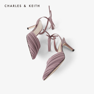 CHARLES&KEITH女鞋CK1-60920189褶皱尖头高跟凉鞋（41、Mauve紫红色）