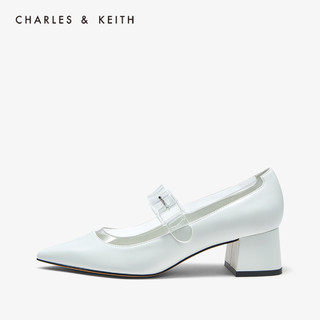 CHARLES&KEITH2020秋冬女鞋CK1-60920183透明绊带尖头中跟单鞋（39、Black黑色）