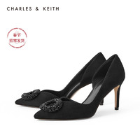 CHARLES&KEITH秋冬女鞋CK1-60280263女串珠饰尖头高跟奥赛鞋（39、Taupe灰褐色）