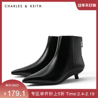 CHARLES&KEITH秋冬女靴CK1-90580119女中跟短靴（40、Black黑色）