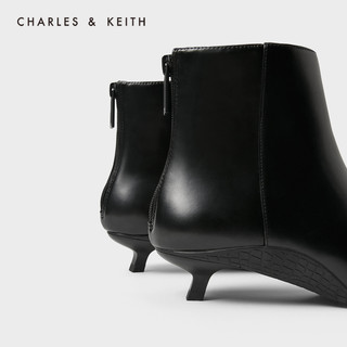 CHARLES&KEITH秋冬女靴CK1-90580119女中跟短靴（41、Black黑色）