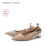 CHARLES&KEITH秋冬女鞋CK1-60900139女尖头中跟单鞋（37、Beige米色）