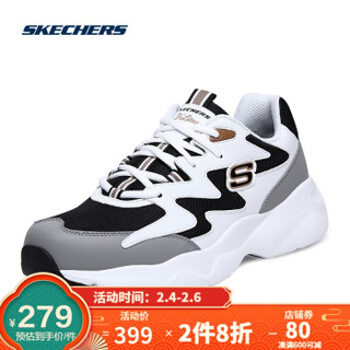 Skechers斯凯奇情侣鞋男女校园小白鞋厚底老爹鞋88888105/999090 BKGD黑色/金色 40