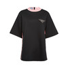 Prada/普拉达黑色百搭休闲潮流女士宽松平纹针织T恤（XS、黑色）