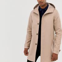 ASOS DESIGN Tall shower resistant hooded trench coat in stone