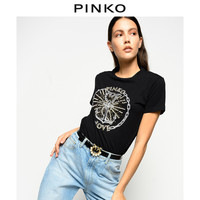 PINKO2020秋冬女装logo组合印花设计T恤1G15BMY6EV（S、Z99）