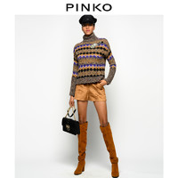PINKO2020秋冬女装水晶胸饰拼接高领毛衣针织衫1B14VUY6NJ（40、CJ1）