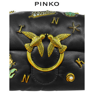 PINKO2021春夏新品字母徽章装饰puff迷你飞鸟包燕子包1P226JY72L（Z99）