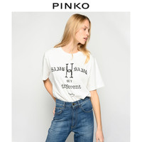 PINKO2021春夏新品女装字母印花棉质短袖T恤1Q108FY6Z7（S、Z10）