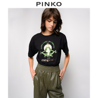 PINKO2021春夏新品女装瑜伽青蛙印花短袖T恤上衣1Q108GY6Z7（S、Z99）