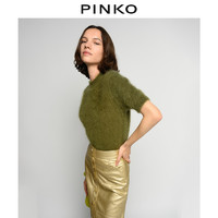 PINKO2021春夏新品女装起绒马海毛短袖针织衫上衣1Q107TY11H（M、X23）