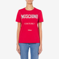 MOSCHINO 莫斯奇诺 女士全息徽标平纹针织T恤 J0703554020A 红色 036