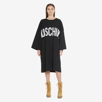 MOSCHINO/莫斯奇诺 20秋冬 女士徽标微喇针织连衣裙 A0409552620A （040、黑色1555）