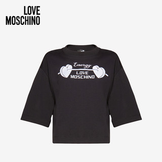 Love Moschino/莫斯奇诺 20秋冬 女士Energy印花棉质T恤 W4H1201M387620A （038、黑色0C74）