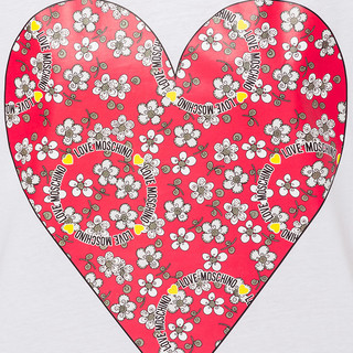 Love Moschino/莫斯奇诺 20秋冬 女士碎花心形平纹针织T恤 W4F152LM387620A （040、白色0A00）